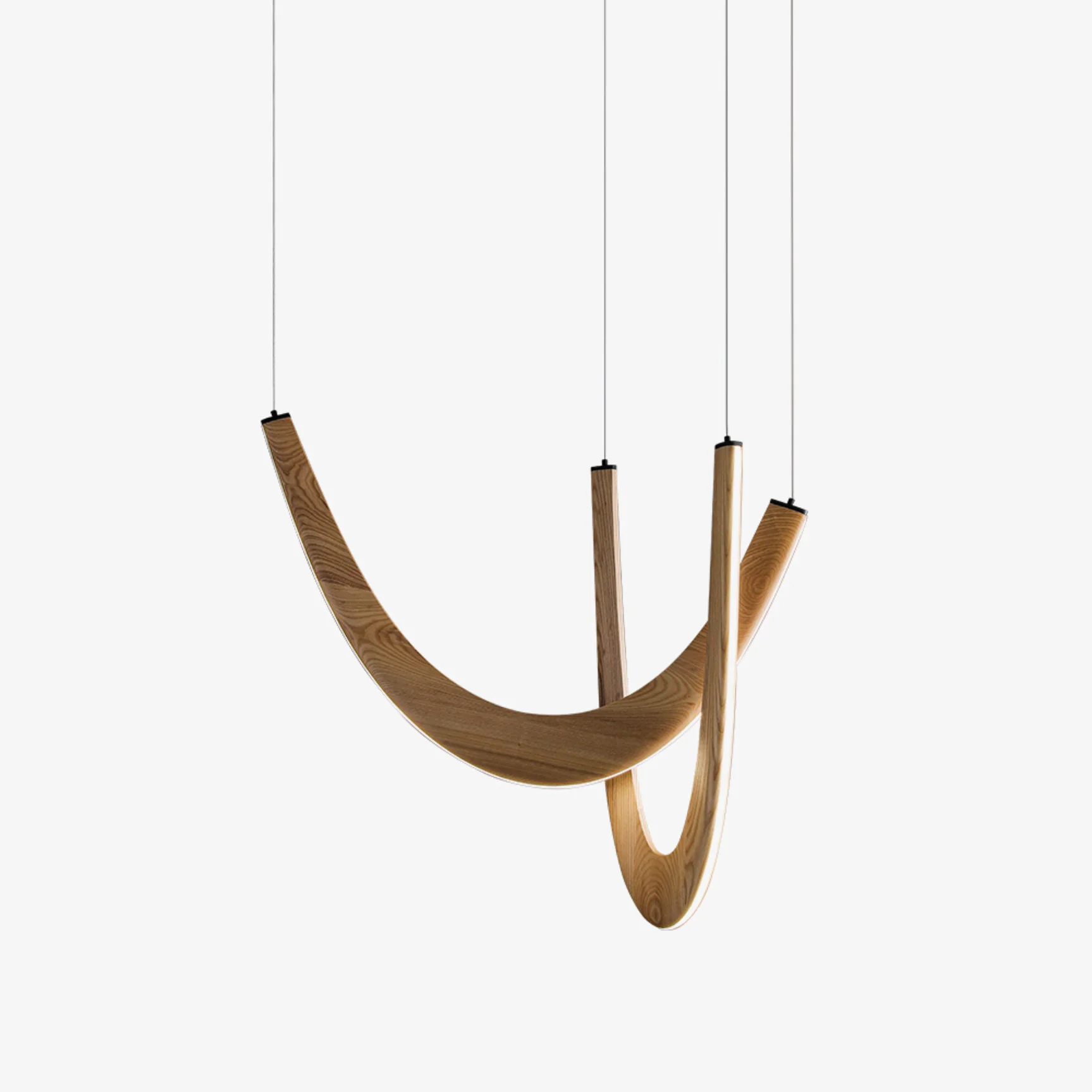 Breathable U Wooden Pendant Lamp Casual
