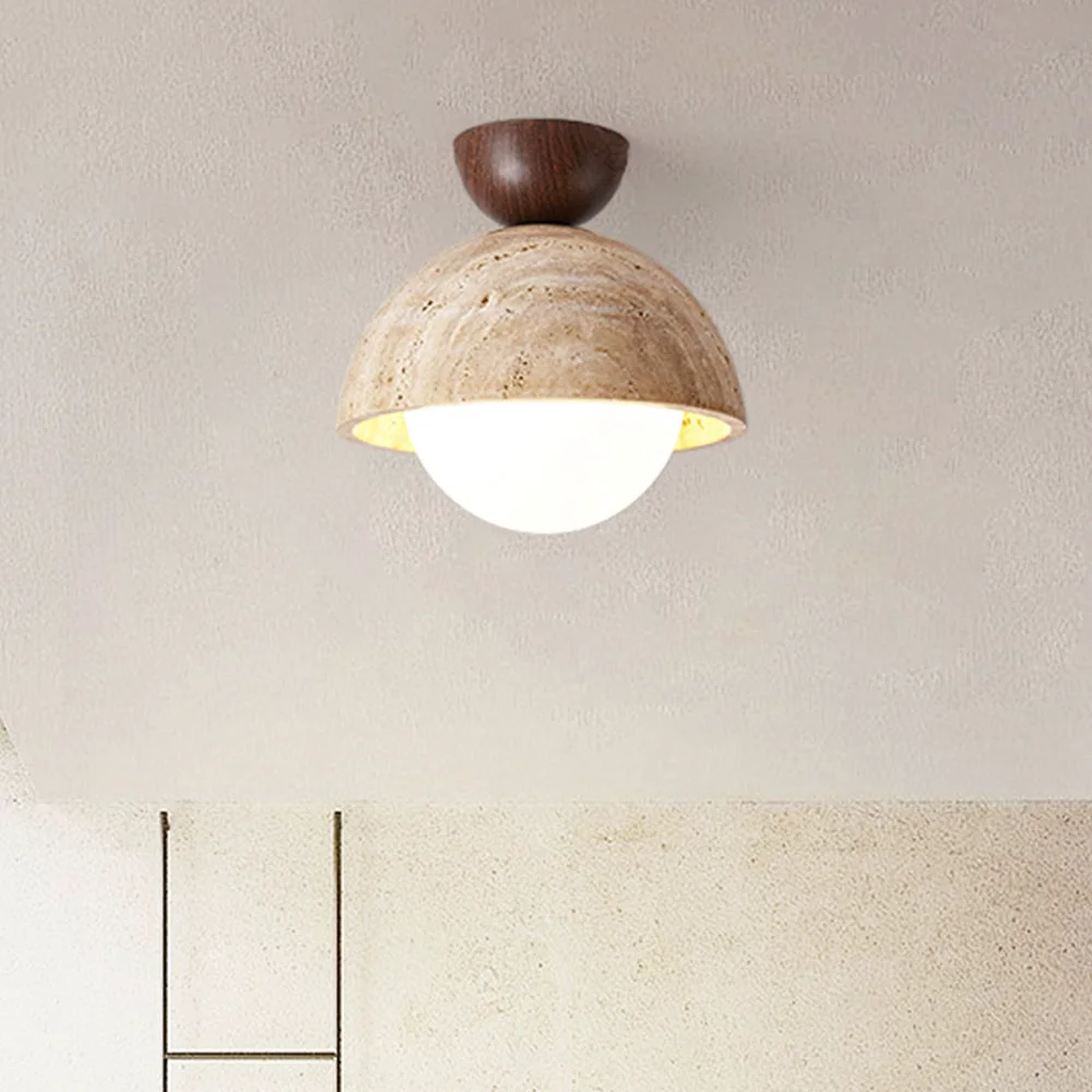 Certified Retro Stone Industrial Yellow Ceiling Light Solid