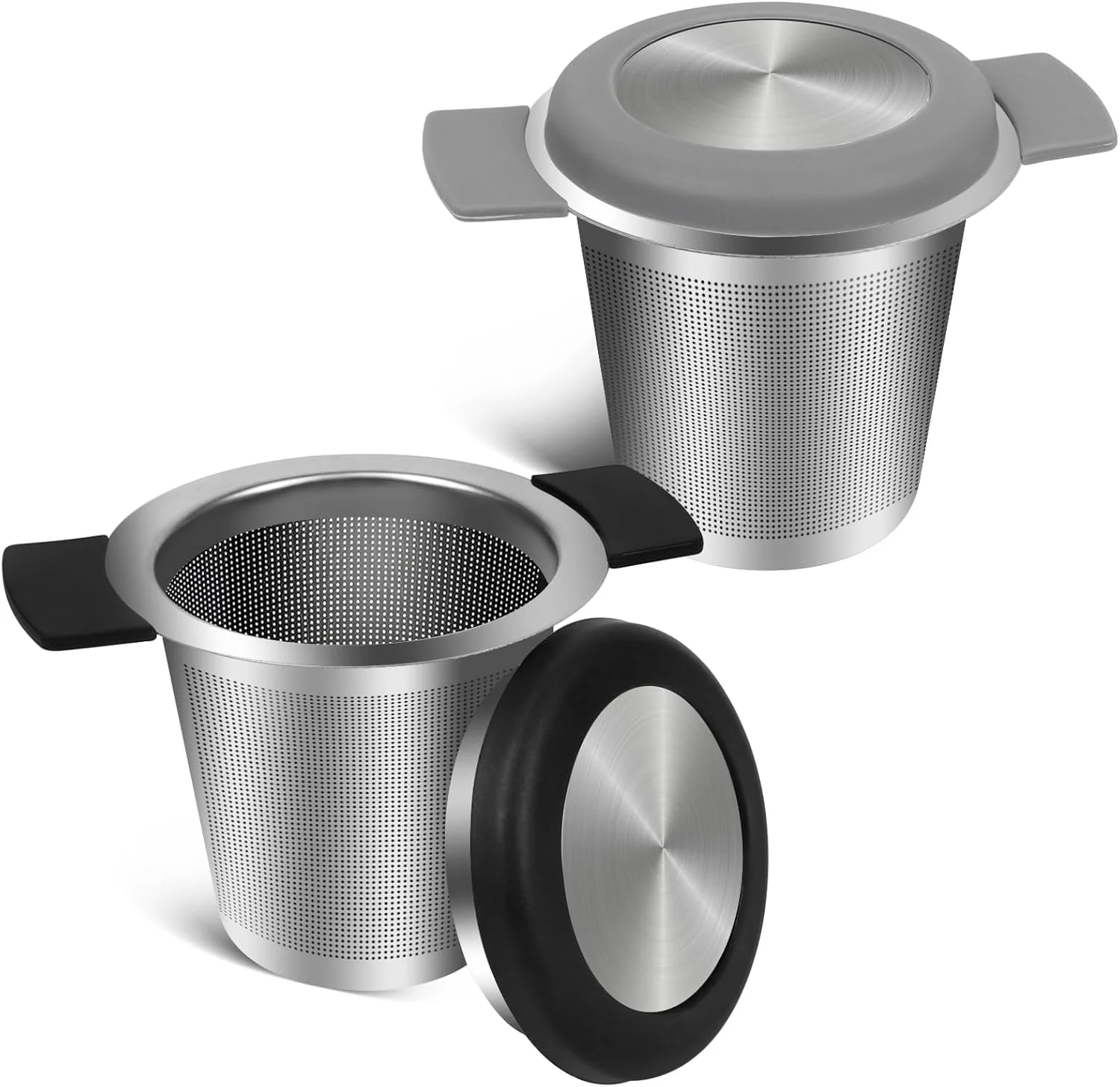 Reliable 2pcs Tea Infuser for Loose Leaf Tea Stainless Steel Tea Steeper with Heat Proof Handle Extra Fine Mesh Tea Strainer Gift for Tea Lovers Black Contemporary