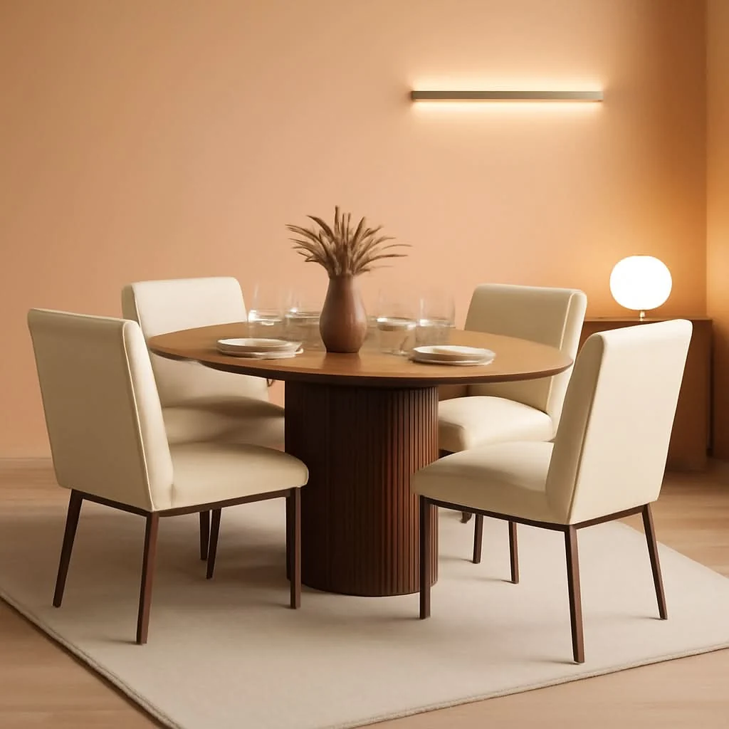 Green Beige Dining Chairs Set Of 4 With Metal Legs For Dining Room Natural
