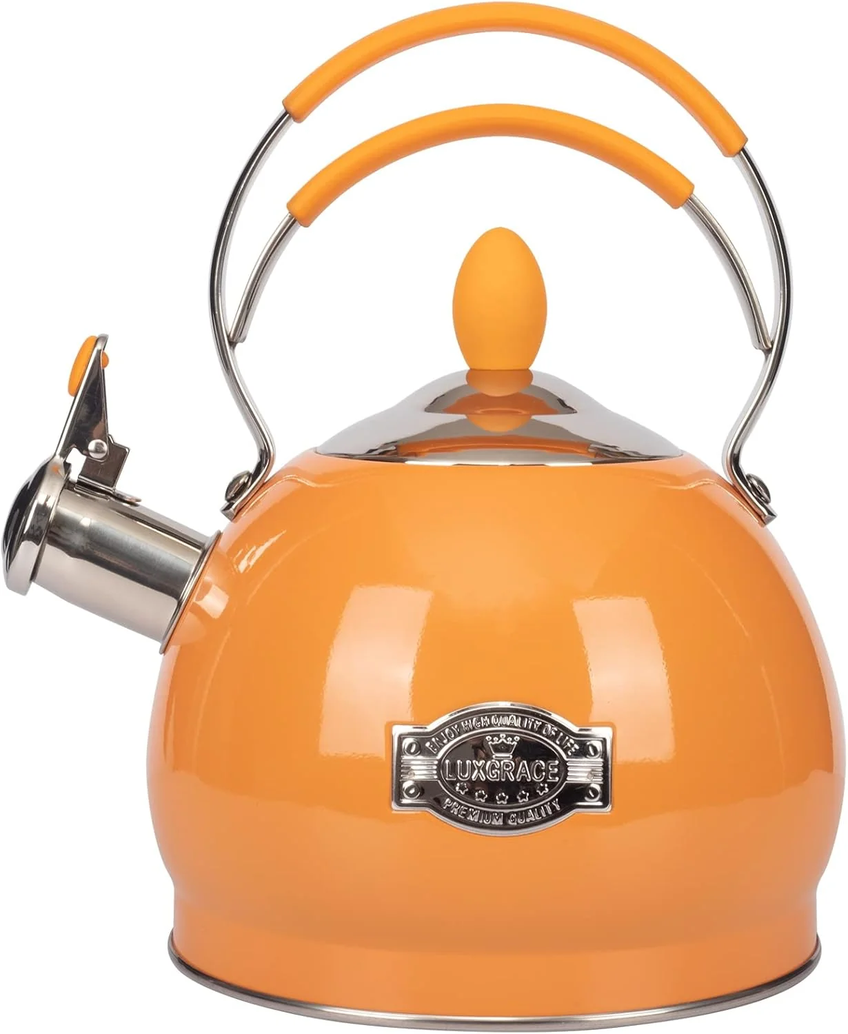 Modern Whistling Tea Kettle Stainless Steel Teapot Teakettle for Stovetop Induction Stove Top Fast Boiling Heat Water Tea Pot 2.6 Quart Proven