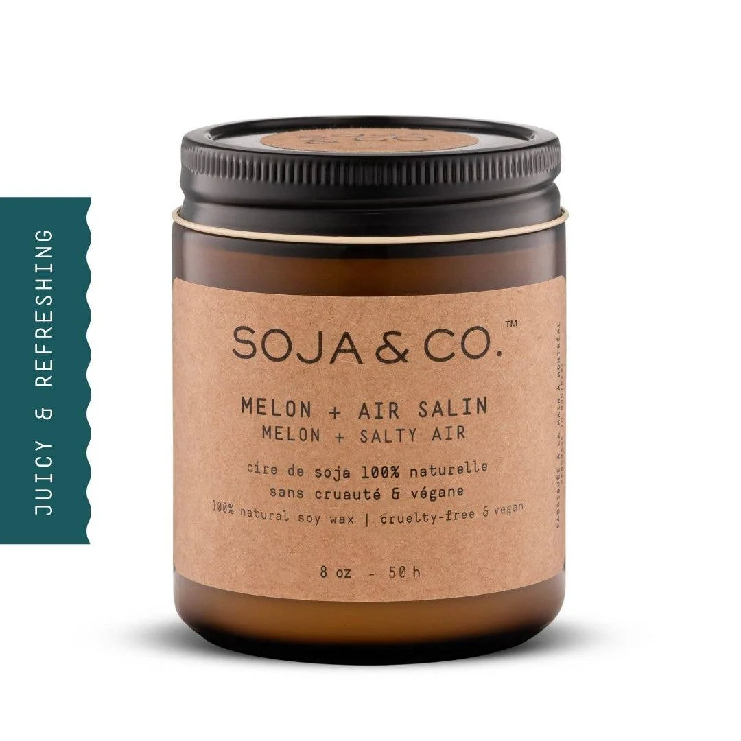 Effective Soy Wax Candle Melon Salty Air 8oz - Cotton Wick Professional