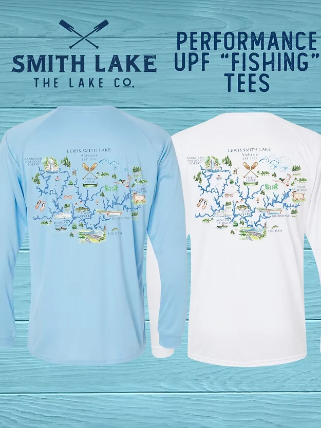 Consistent Smith Lake Watercolor Map Tee - Long Sleeve Performance UPF Fishing Tee High-End