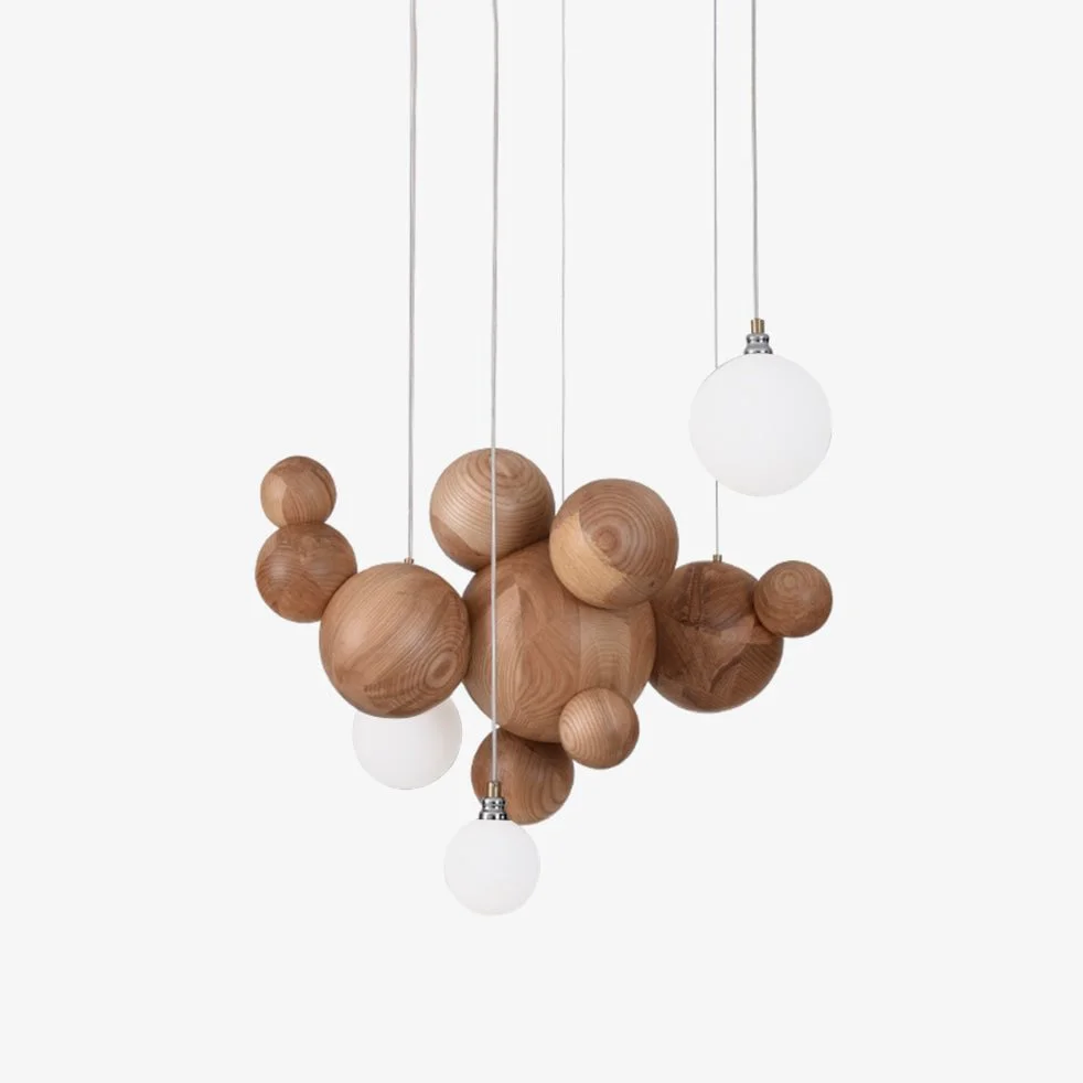 Carefully Designed Bubble Wood Balls Chandelier Healthy