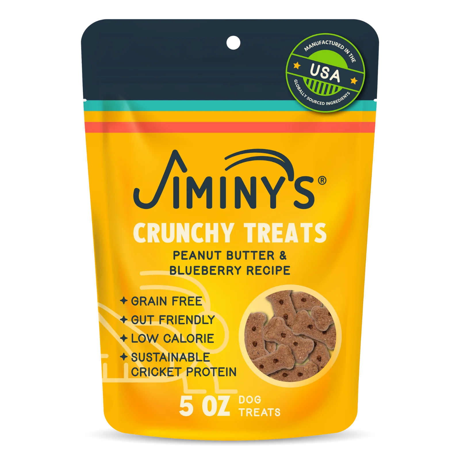 Sophisticated Jiminy's Crunchy Peanut Butter Blueberry Cricket Dog Treat Unique