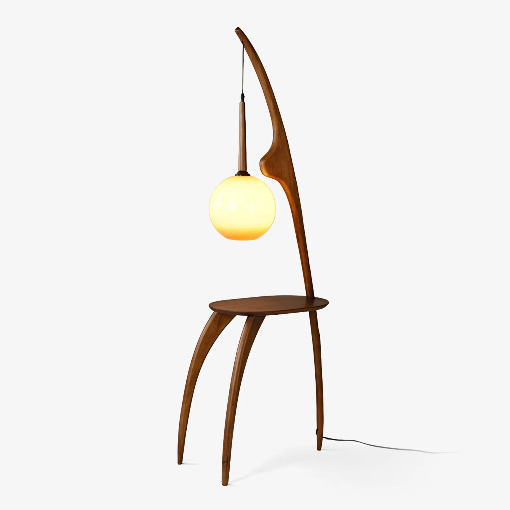 Carefully Designed Curved Mantis Arm Floor Lamp Natural