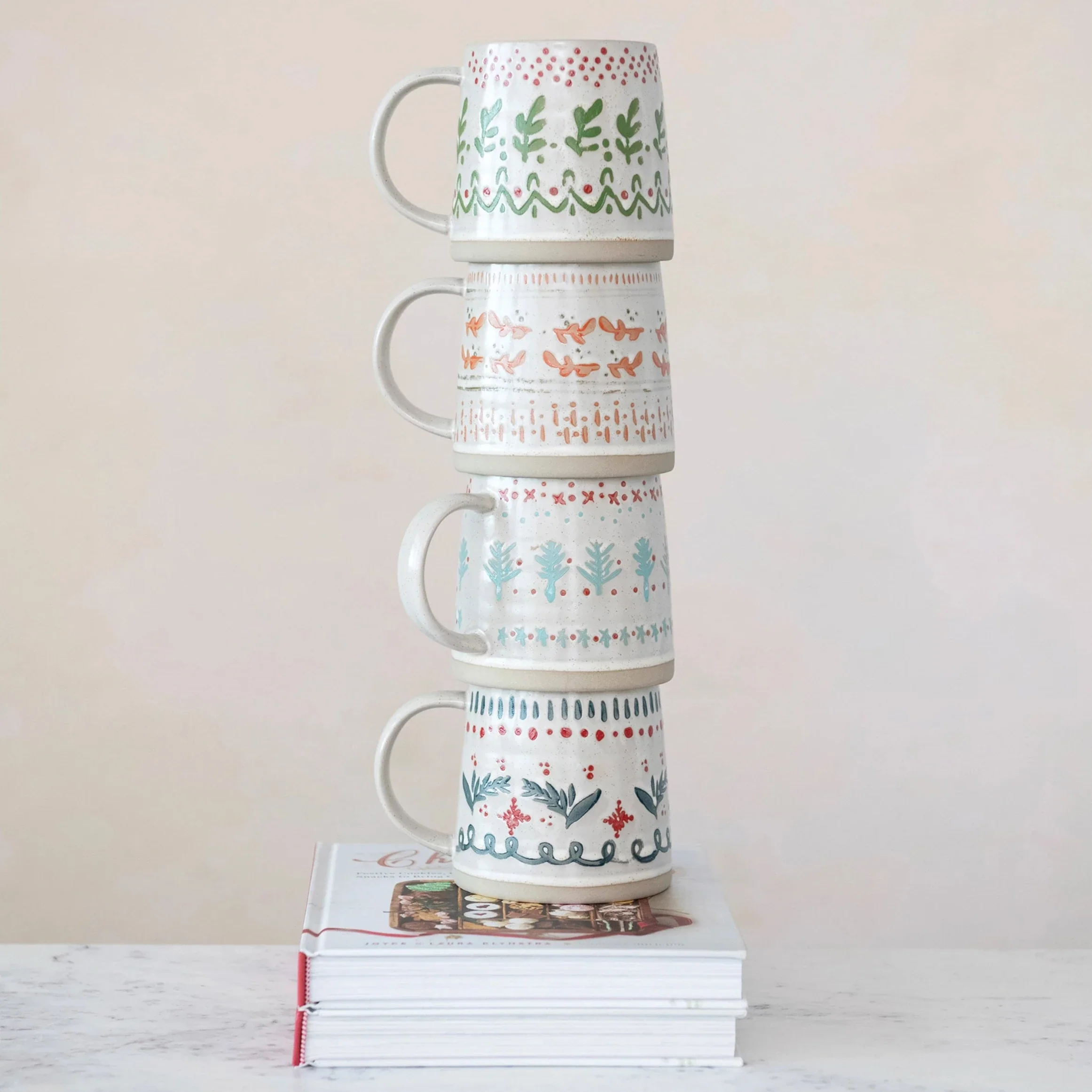 Fine Crafted Hand-Stamped Sweater Pattern Stoneware Mug 16 oz Elegant