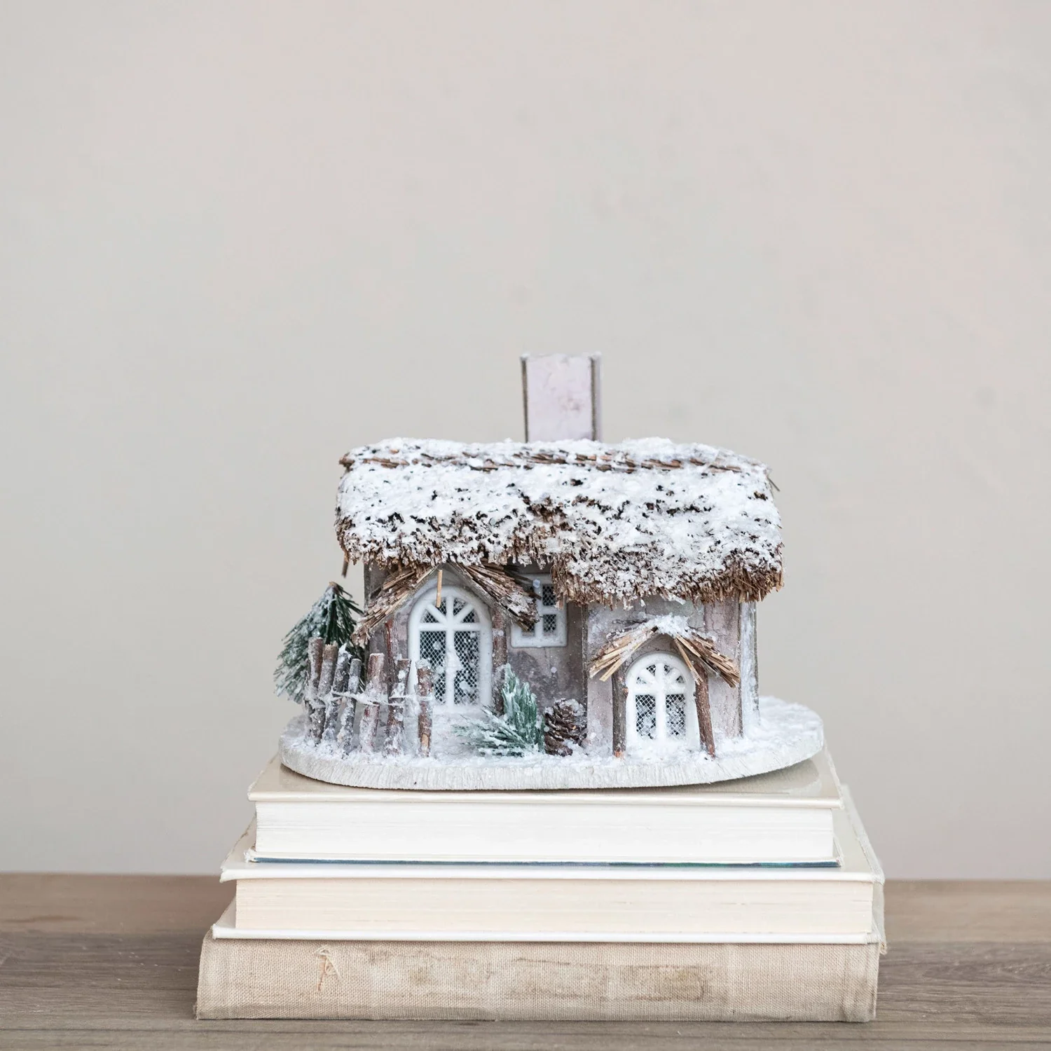 Selected Winter Cabin made of Twigs and Paper LED Light Up Artisan