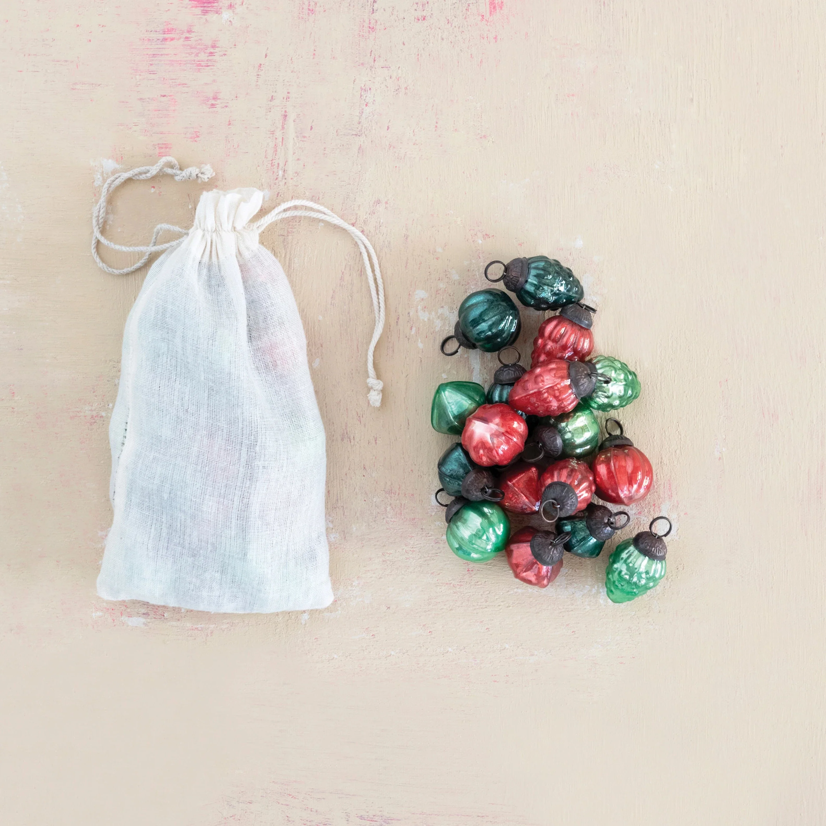 Fast 1 Embossed Mercury Glass Ornament in Bag Red Green 36ct Luxury