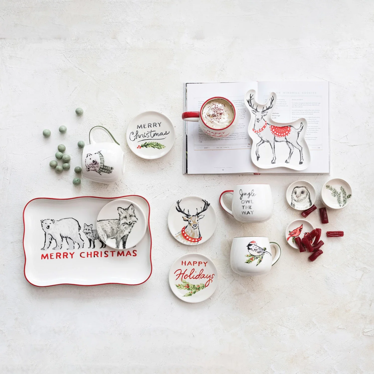 Exclusive Stoneware Holiday Plates with Sayings Animals 5 Healthy