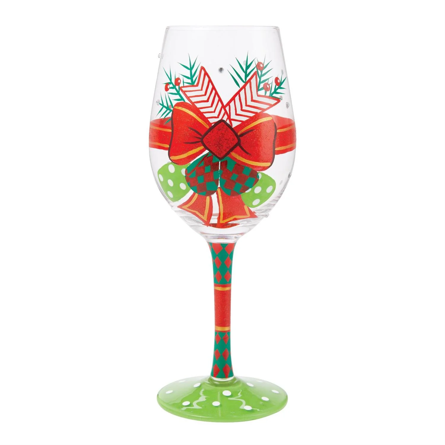 Original Design Lolita My Fancy Christmas Bow Wine Glass 15oz Environmentally Friendly