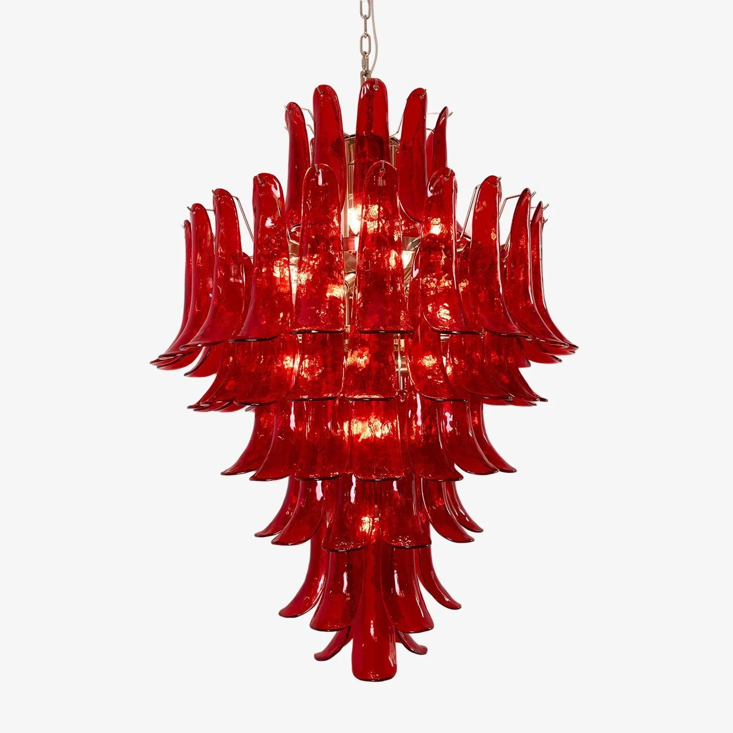Recyclable Murano Crimson Cascade Chandelier Optimized