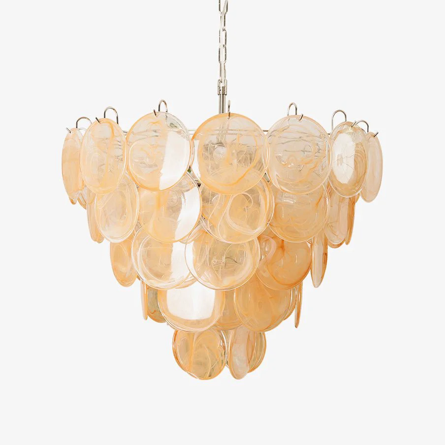 Safe Orange Murano Disc Chandelier Smooth