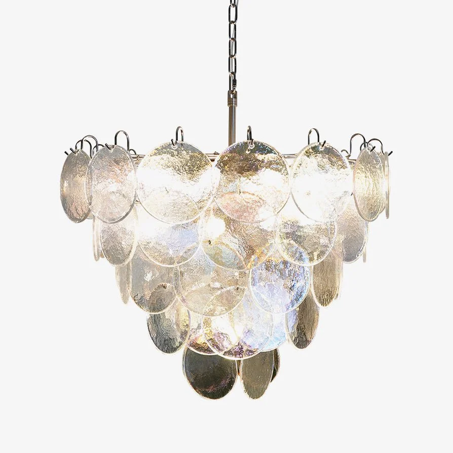 Versatile Murano Disc Iridescent Chandelier Natural