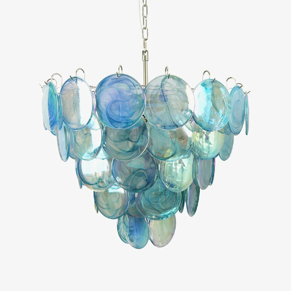 Clean Blue Murano Disc Chandelier Versatile