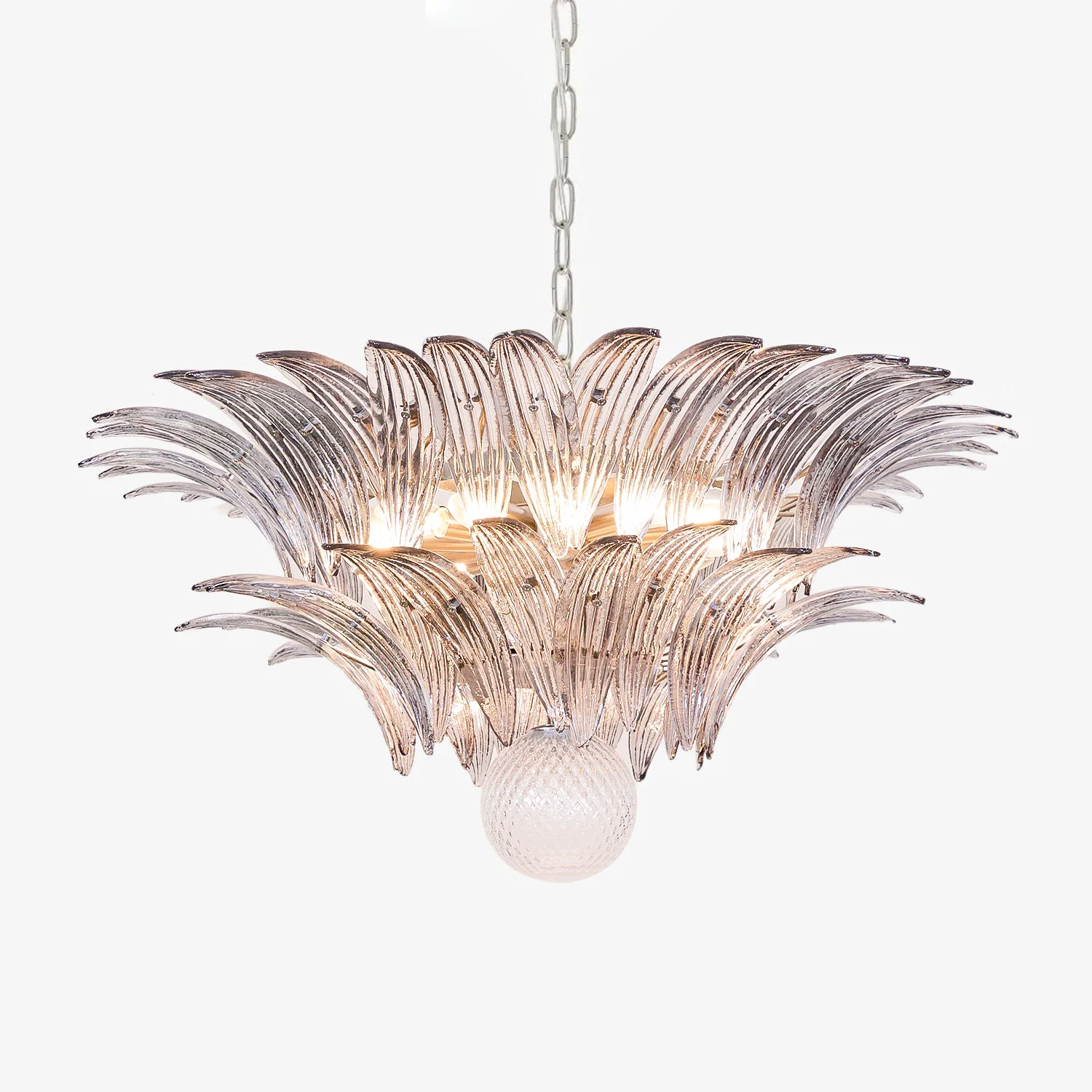 Expertly Made Murano Palmette Transparent Chandelier Convenient