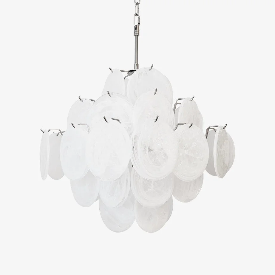 Exclusive Isadora Murano White Disc Chandelier Flexible