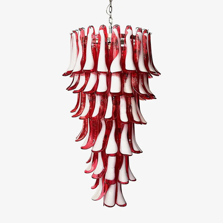 Artisan Murano Red Petals Spiral Chandelier Classic
