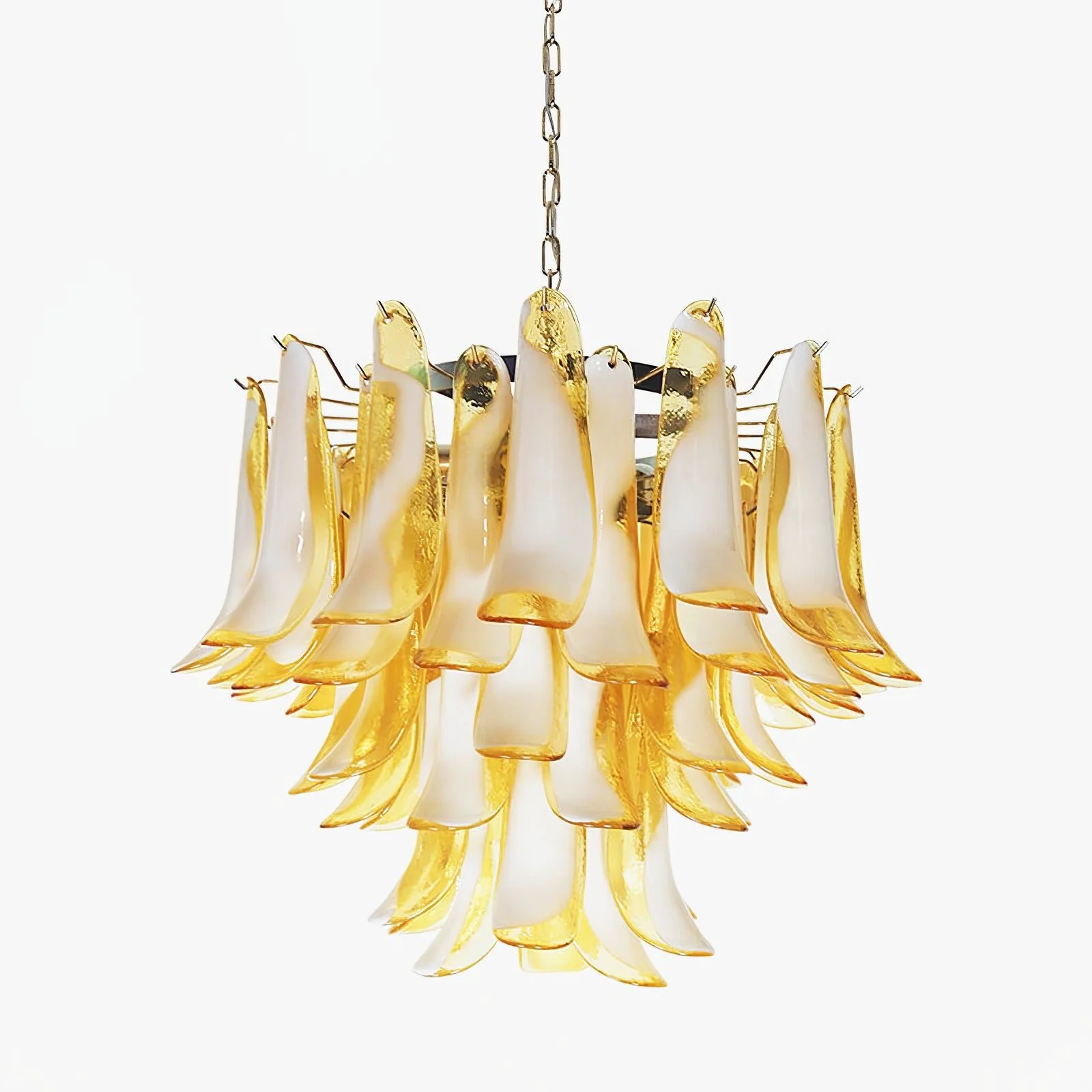 Trendy Amber Glass Murano Petals Chandelier High-Quality