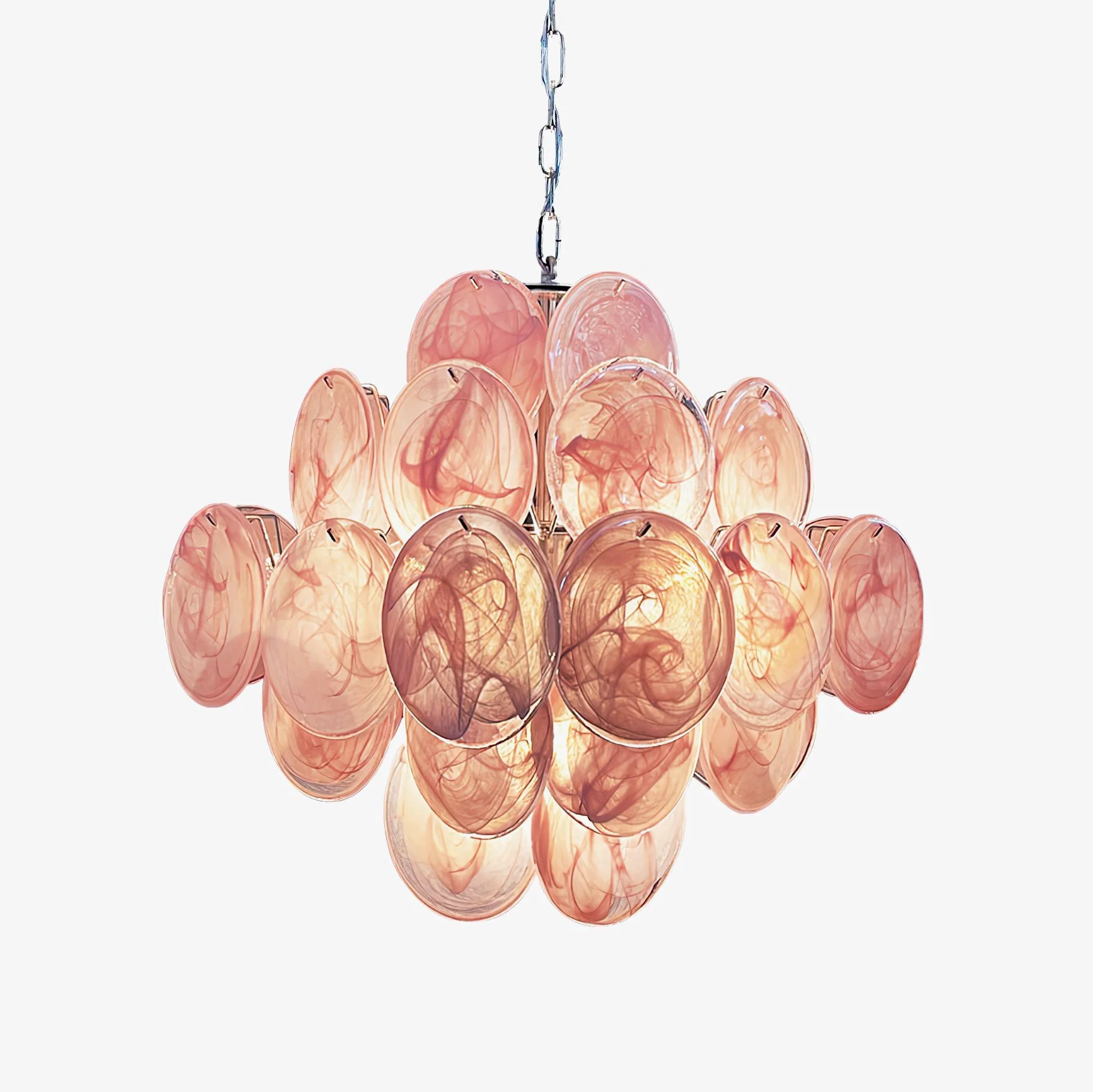 Prestigious Murano Pink Disks Chandelier Organic