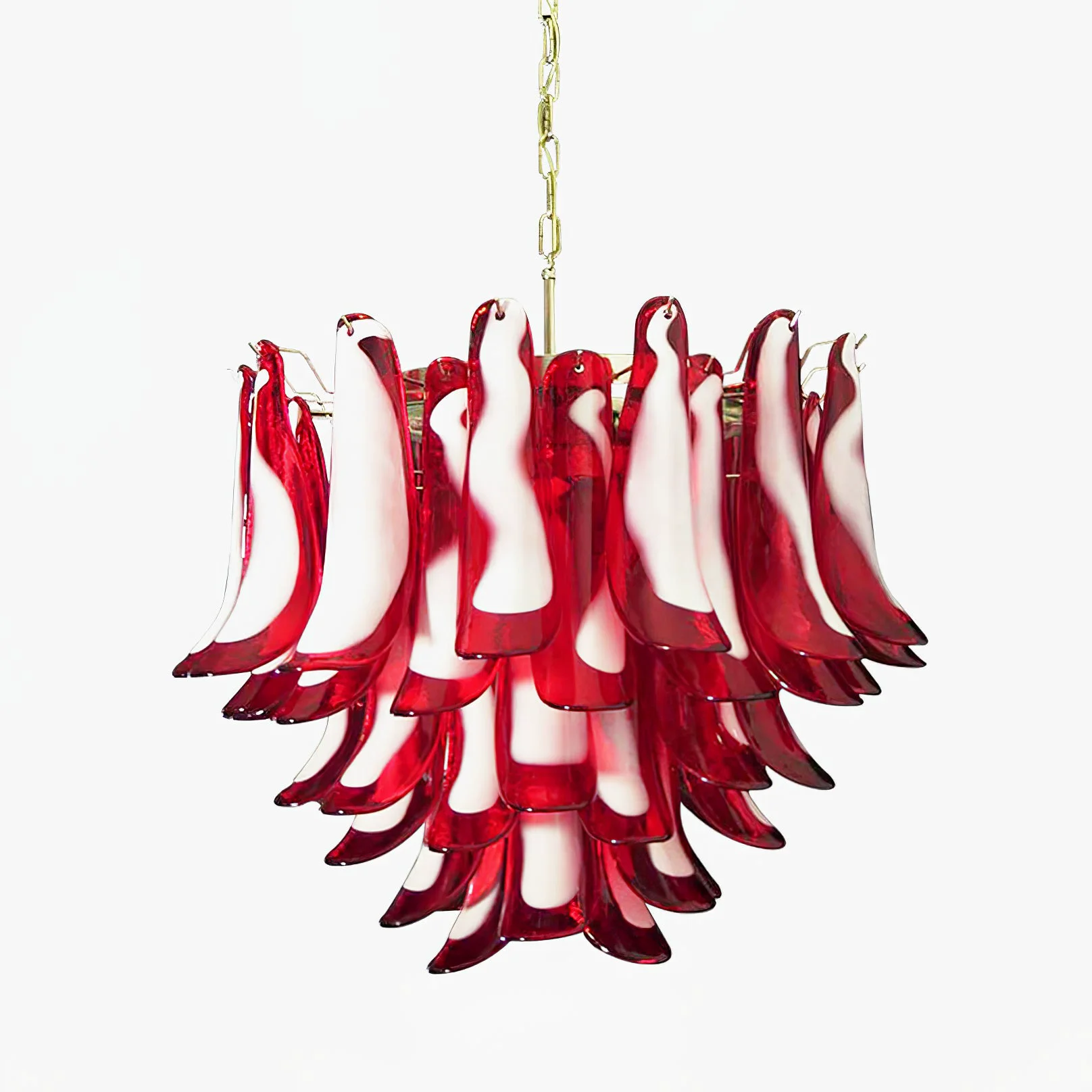 Comfortable Red Glass Murano Petals Chandelier Carefully Designed