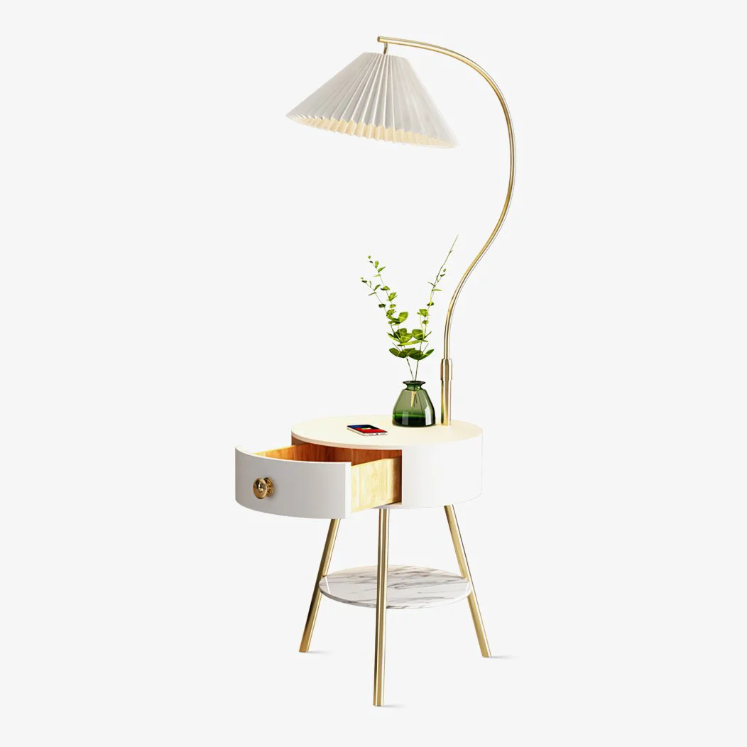Fine Crafted Pleated Nightstand Floor Light Outstanding