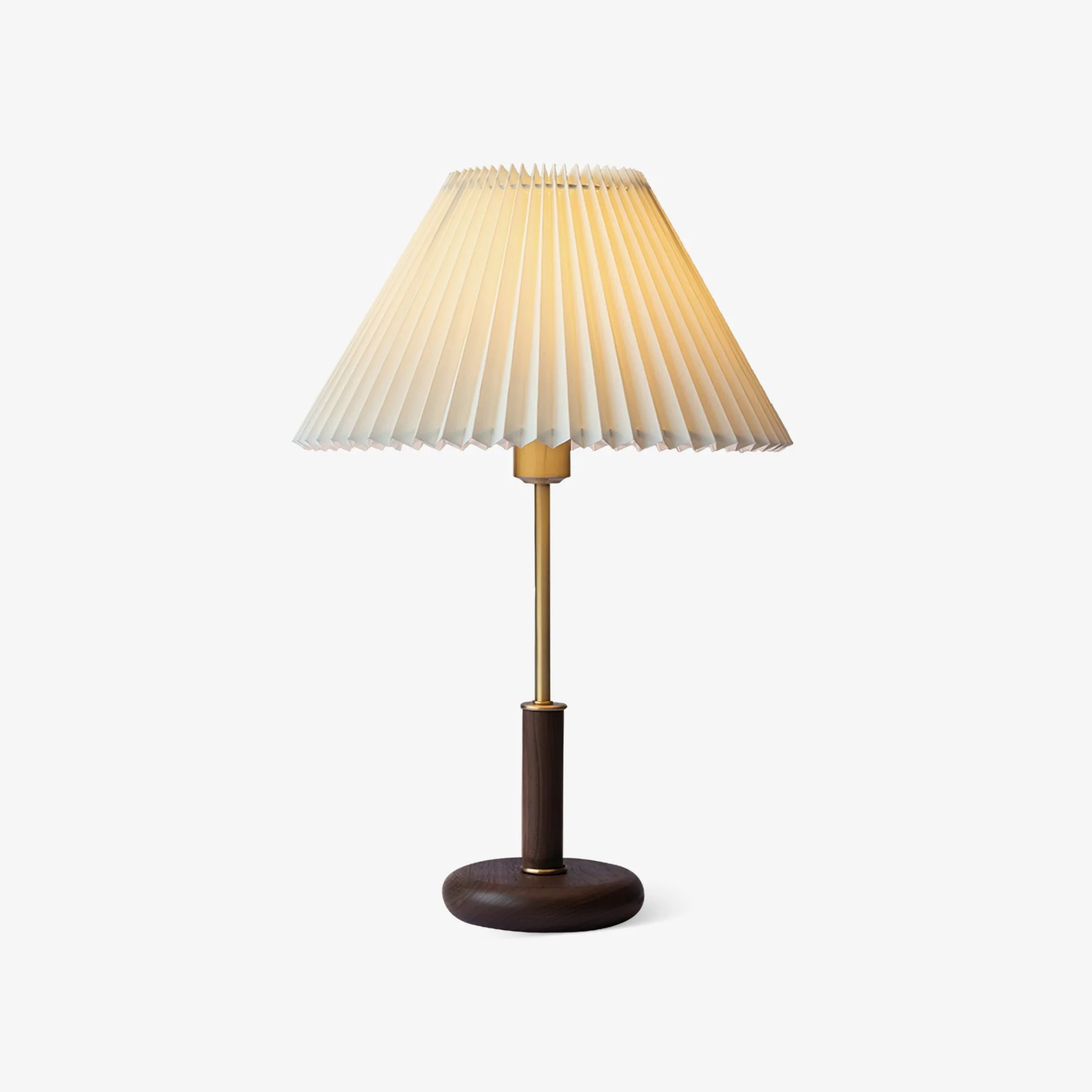 Quality Pleated Walnut Table Lamp High-End