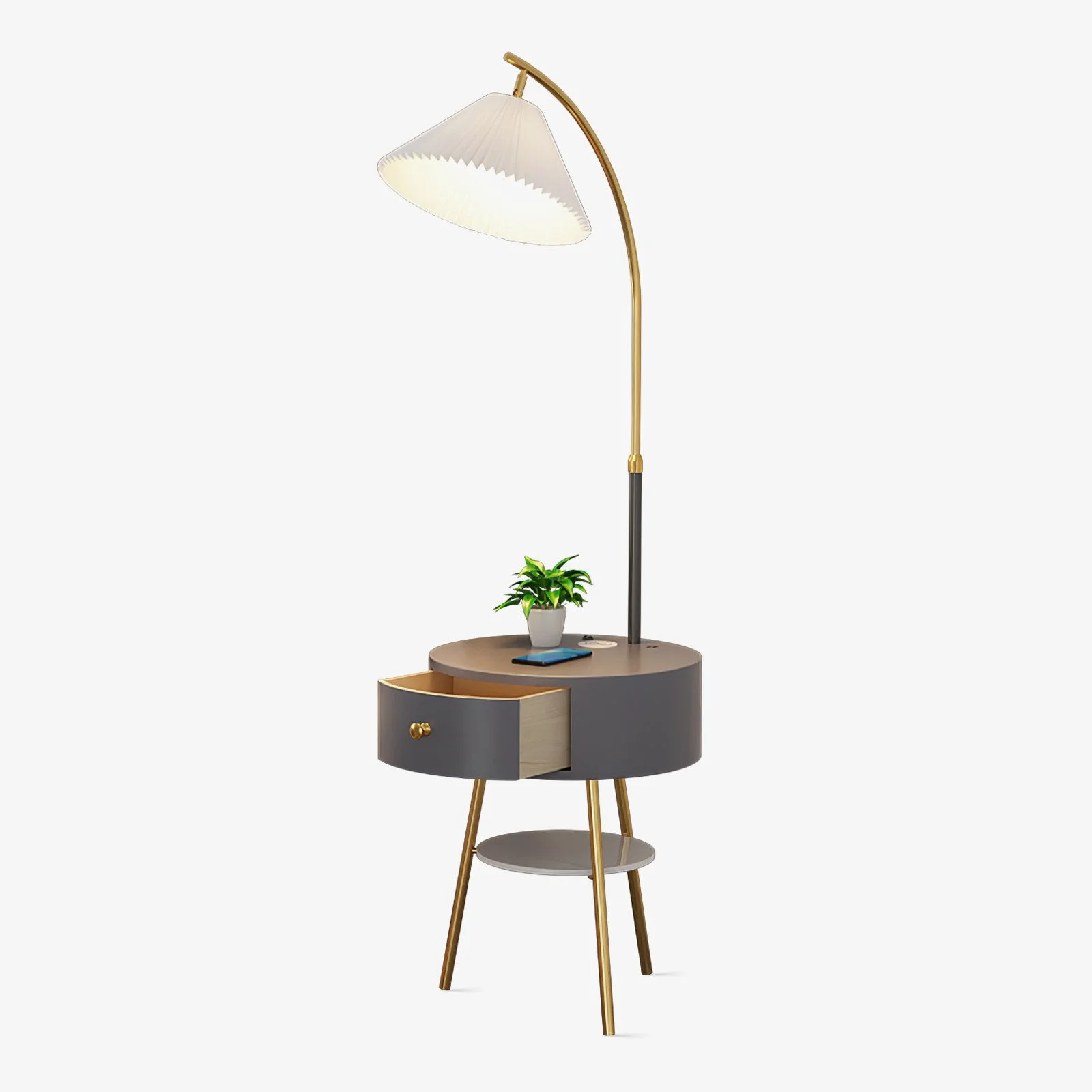Sophisticated Pleated Arc Floor Light Long-Lasting