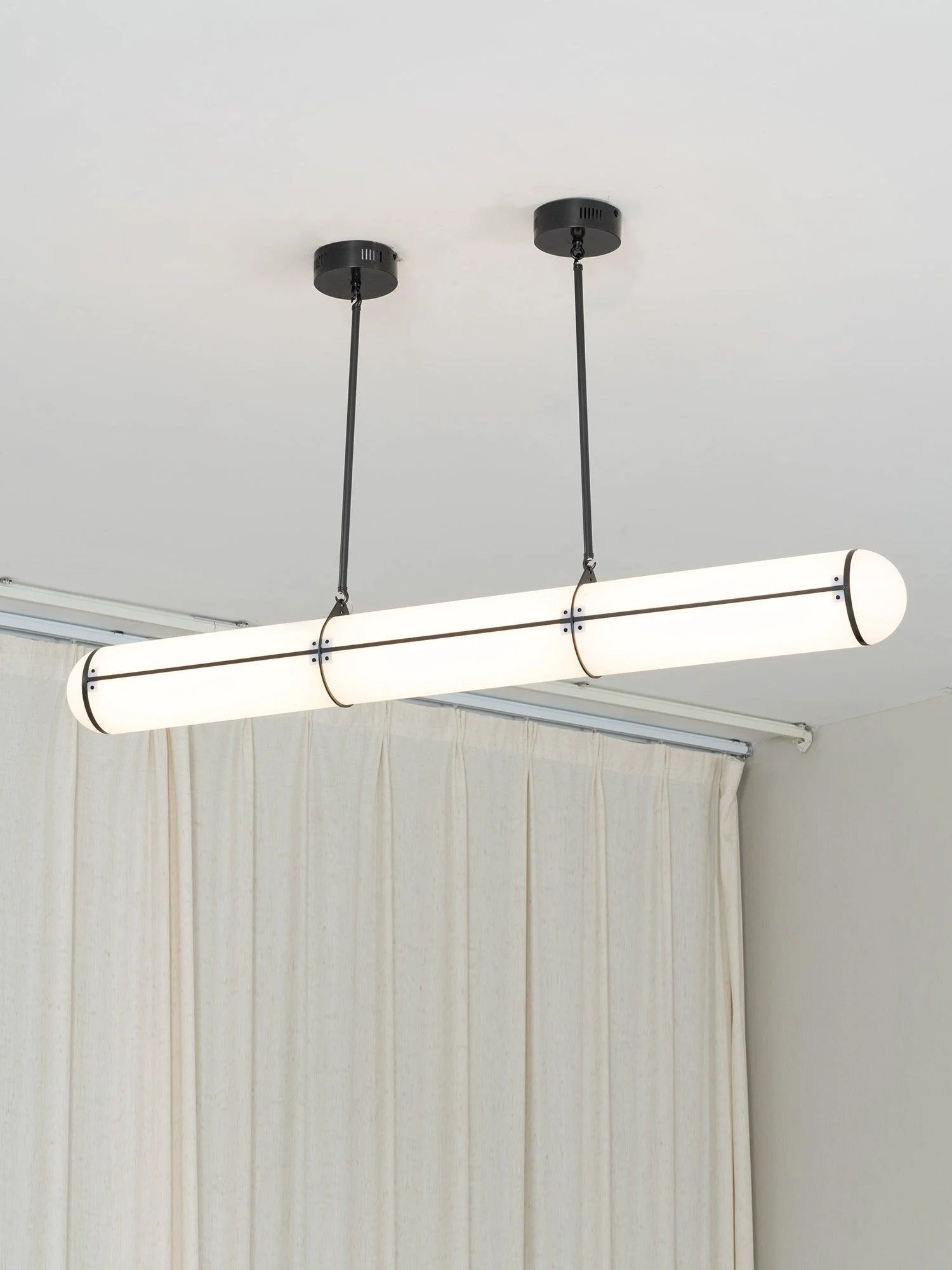 Specialty Cylindrical Double Hanging Line Straight Chandelier Dining Room Minimalist