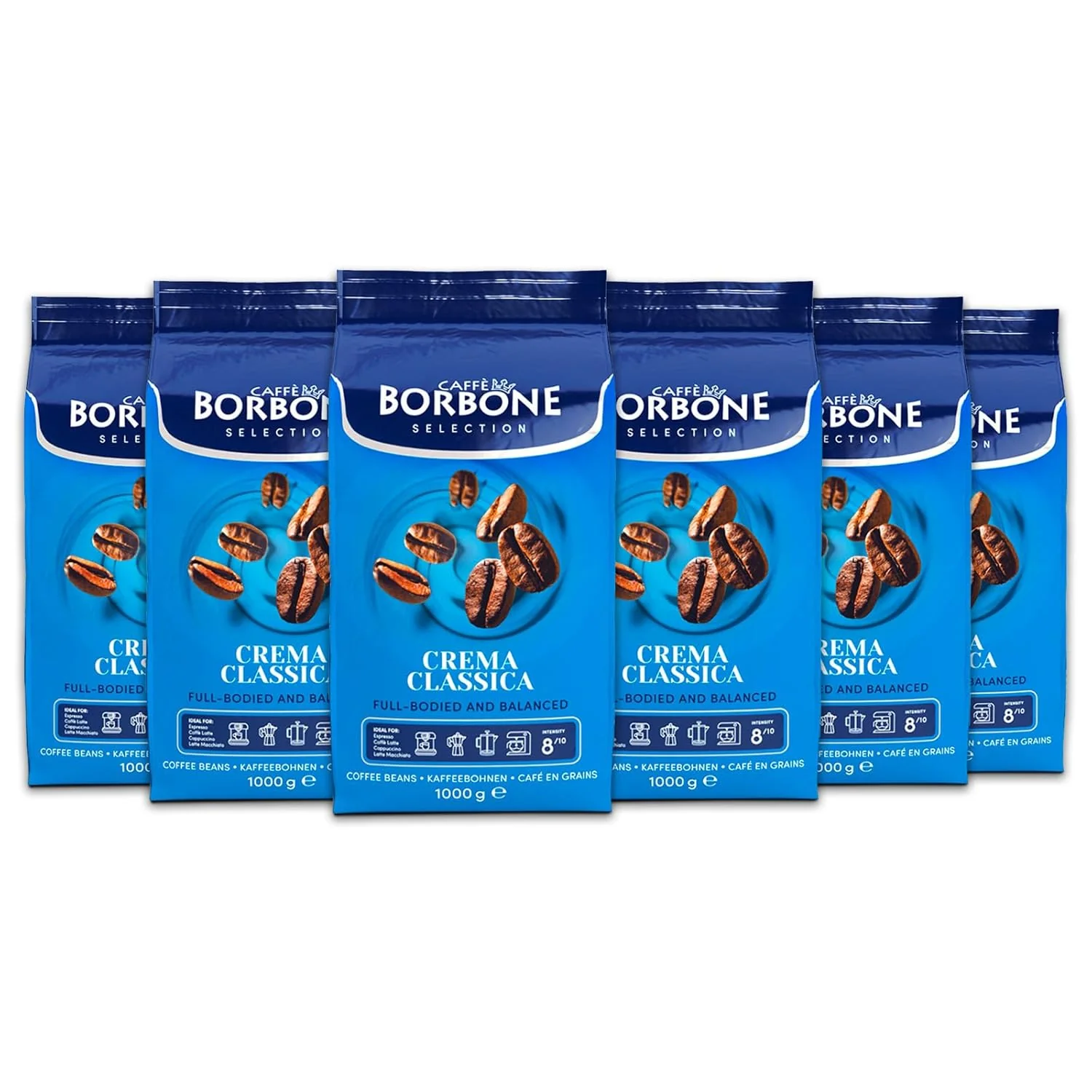 Powerful Caffè Borbone Whole Bean Coffee Crema Classica Medium Roast Arabica and Robusta Blend - Roasted and Freshly Packaged in Italy - 2.2 Pound Bag pack of 6 High-Performance