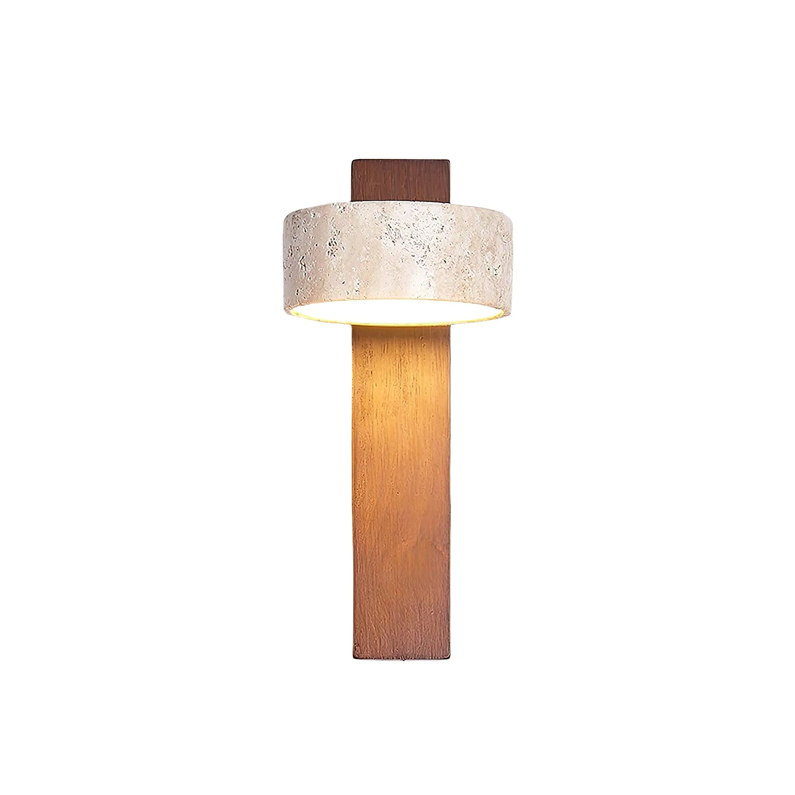 Traditional Minimalist Stone and Wood Wall Lamp Prestigious