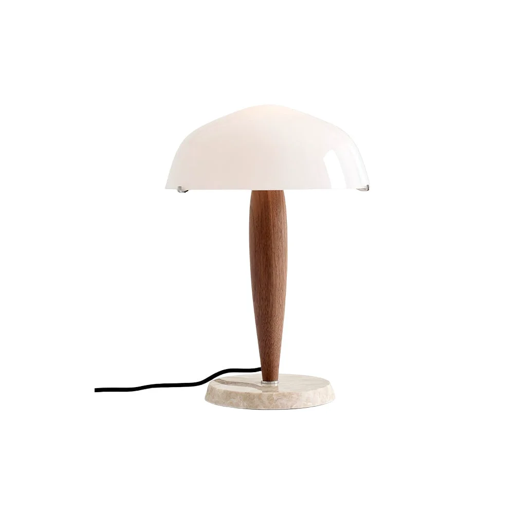 Unique Scandi Walnut Dome Table Lamp Minimalist