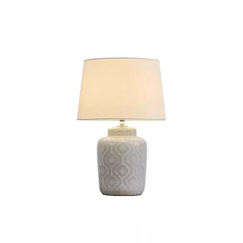 Durable Textured Jar Table Lamp with Tapered Shade Effective