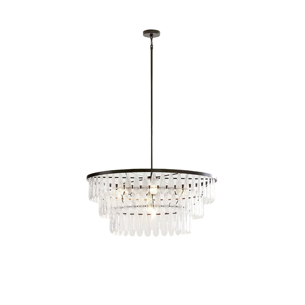 Superior Gold Circular Textured Glass Chandelier Effective