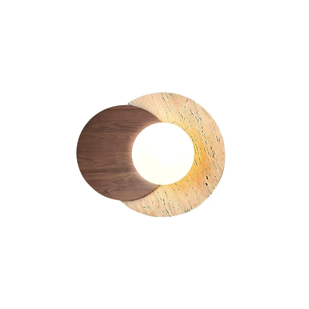 Enhanced Partial Eclipse Wood Stone Wall Light Flexible