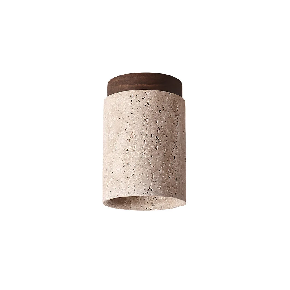 Expertly Made Wood and Stone Modern Flush Mount Light Optimized