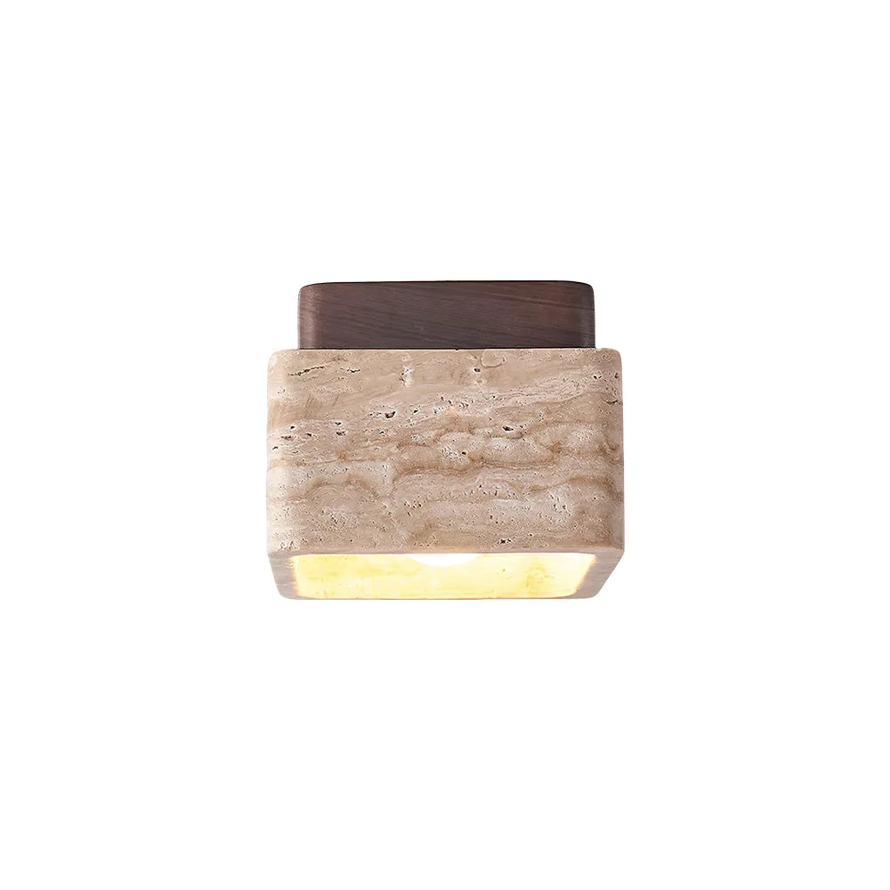 Practical Square Travertine Flush Mount Ceiling Light Functional