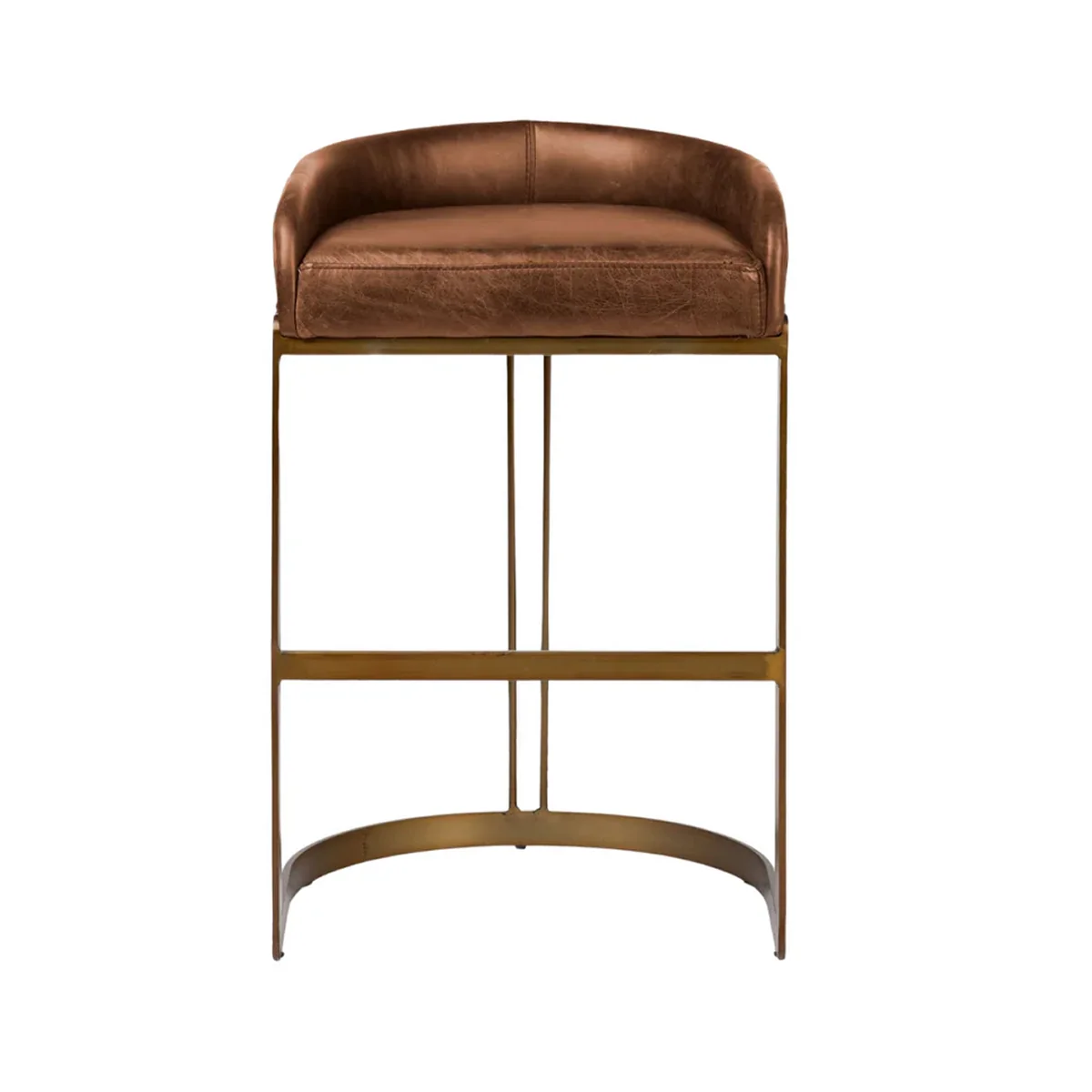 Organic Hollyfield Leather Gold Metal Counter Stool Versatile