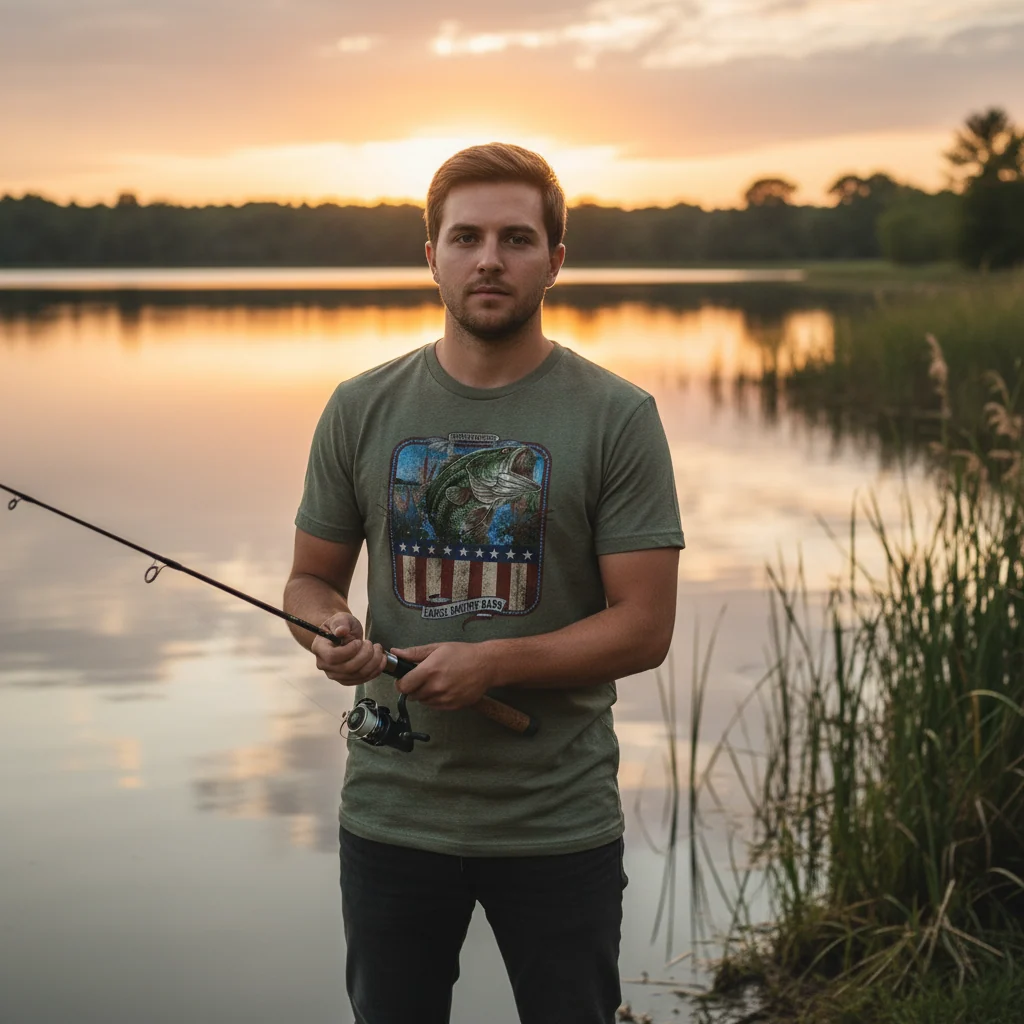 Organic American Bass Sign - T-Shirt Alabama Lake Gear Trendy