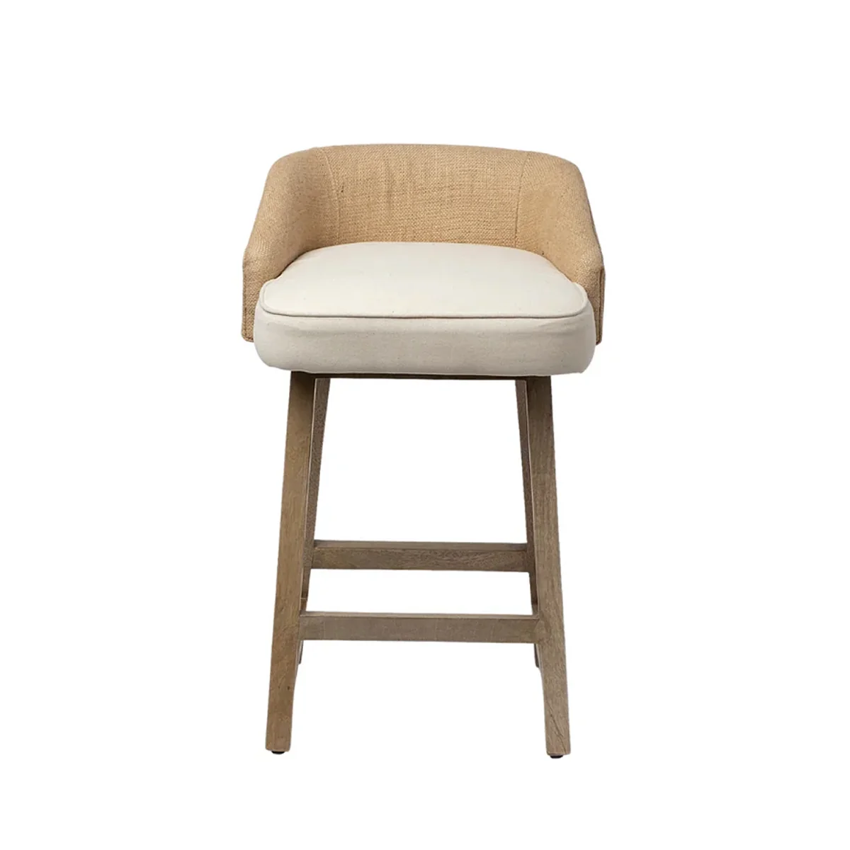 Consistent Monmouth Cream Fabric Brown Wood Counter Stool Certified