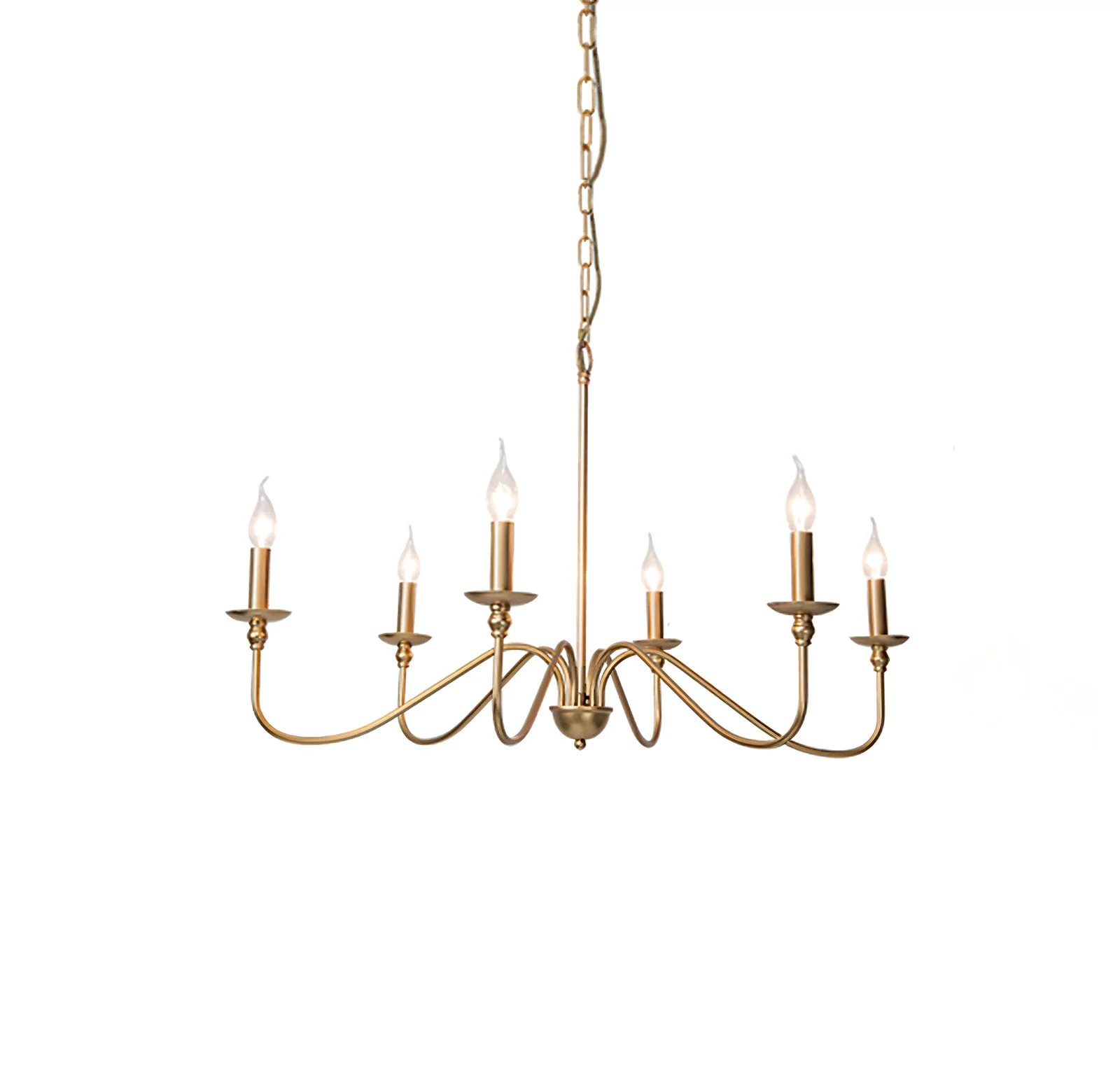 Proven Classic Brass 6-Light Candle Chandelier Detailed