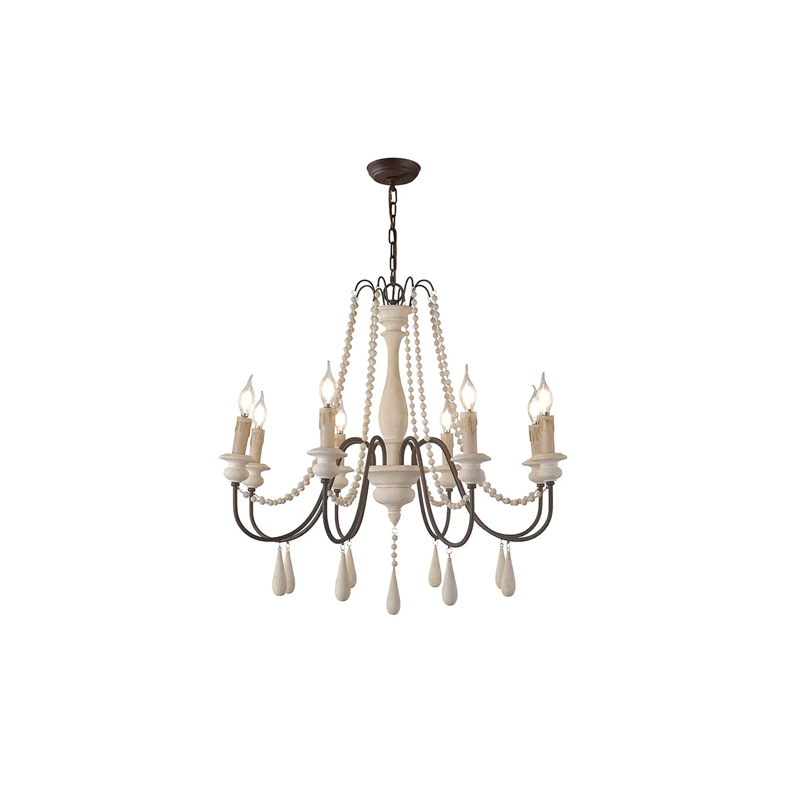 Stylish Rustic Beaded Candle Chandelier Professional