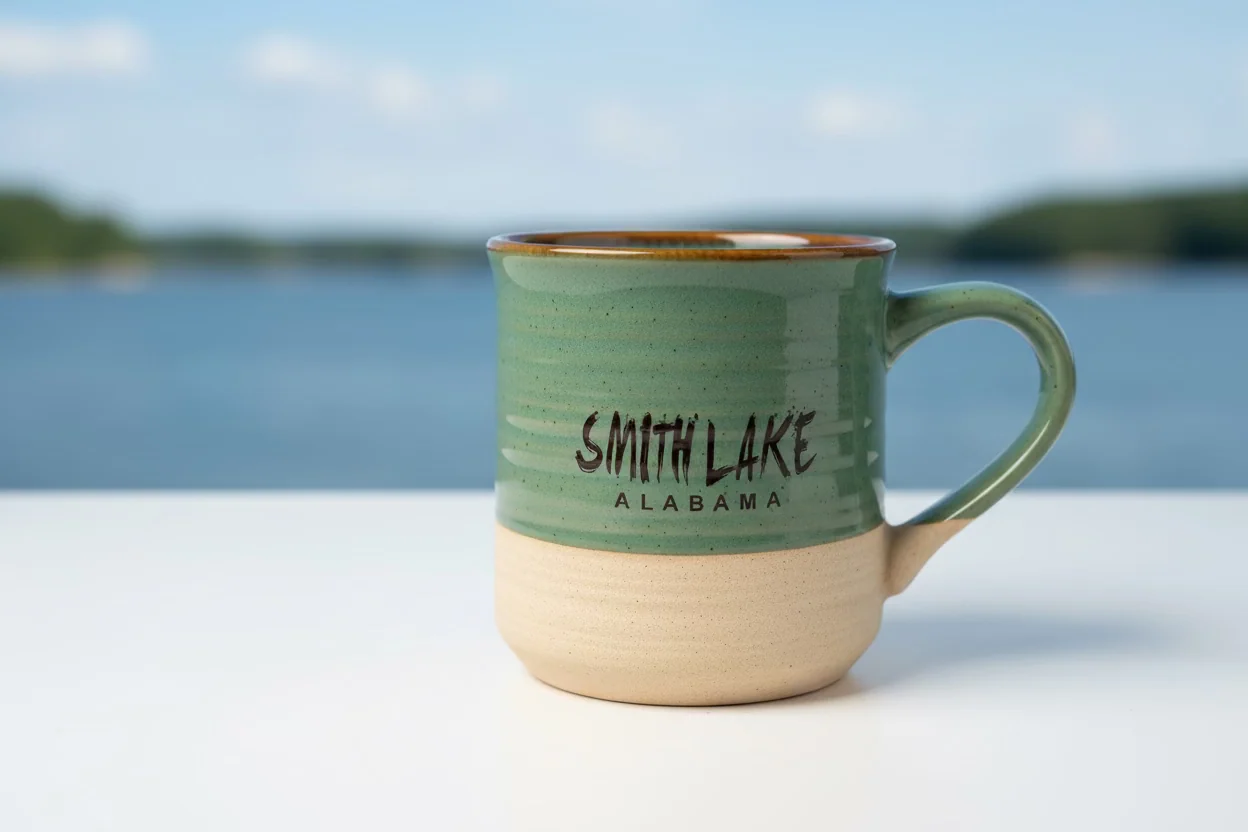 Environmentally Friendly Smith Lake Coffee Mug Glazed Ceramic 18oz Enhanced
