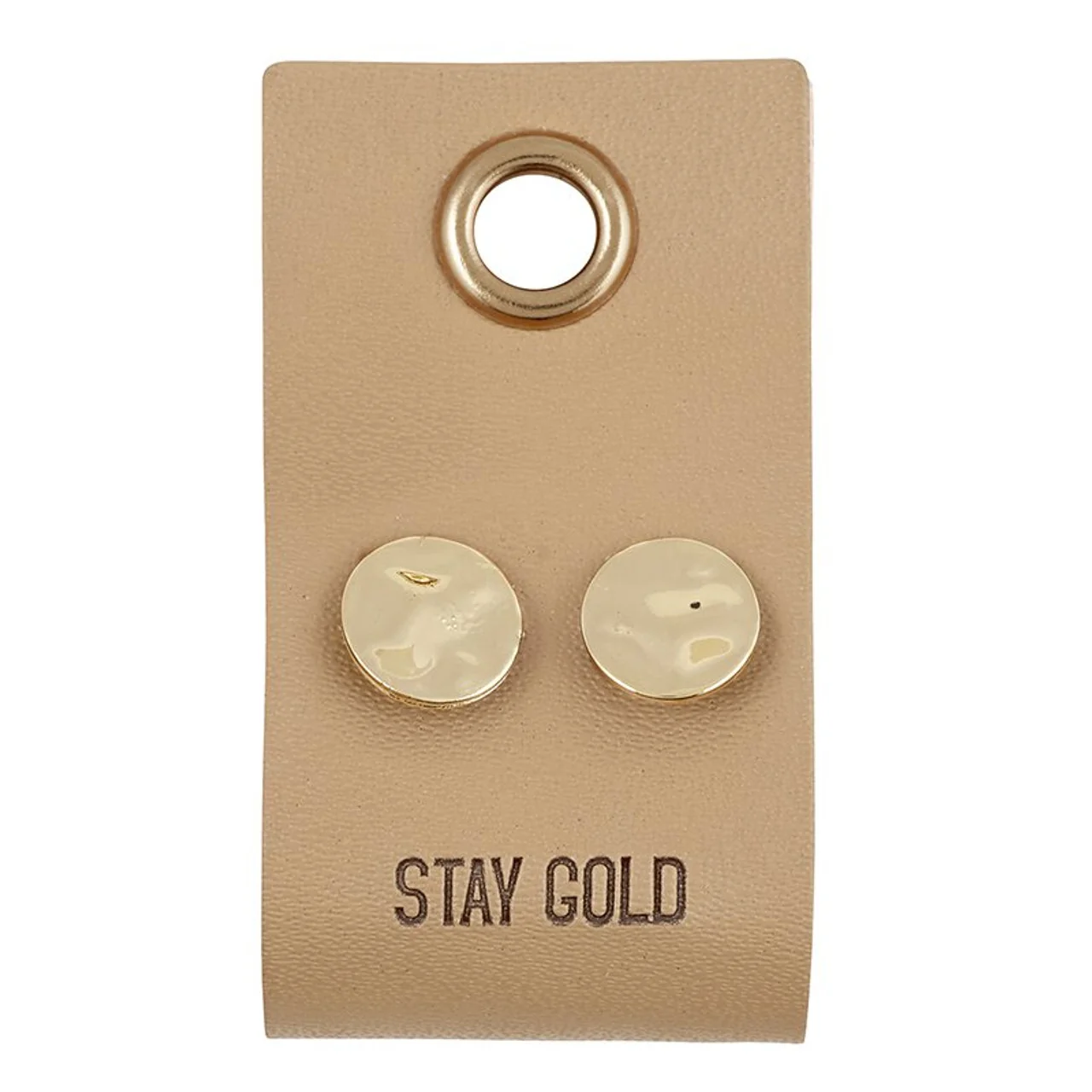 Smooth Circle Stud Earrings Leather Gift Tag Durable
