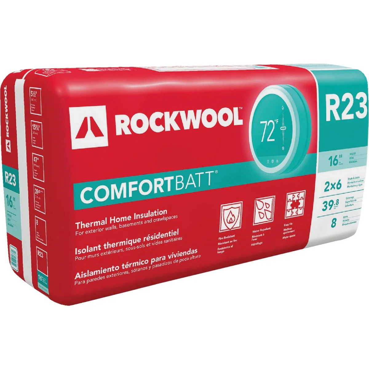Crafted Rockwool Comfortbatt R-23 16 In. x 47 In. Stone Wool Insulation 8-Pack Classic