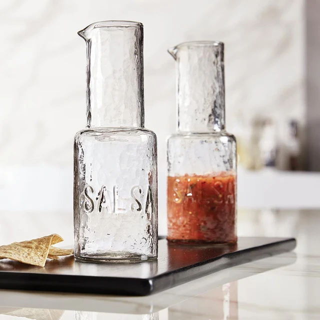 Advanced Hammered Glass Embossed Salsa Carafe Functional
