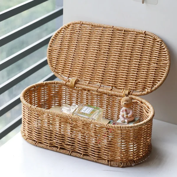 Unique Boho Rattan Style Woven Storage Basket Smart