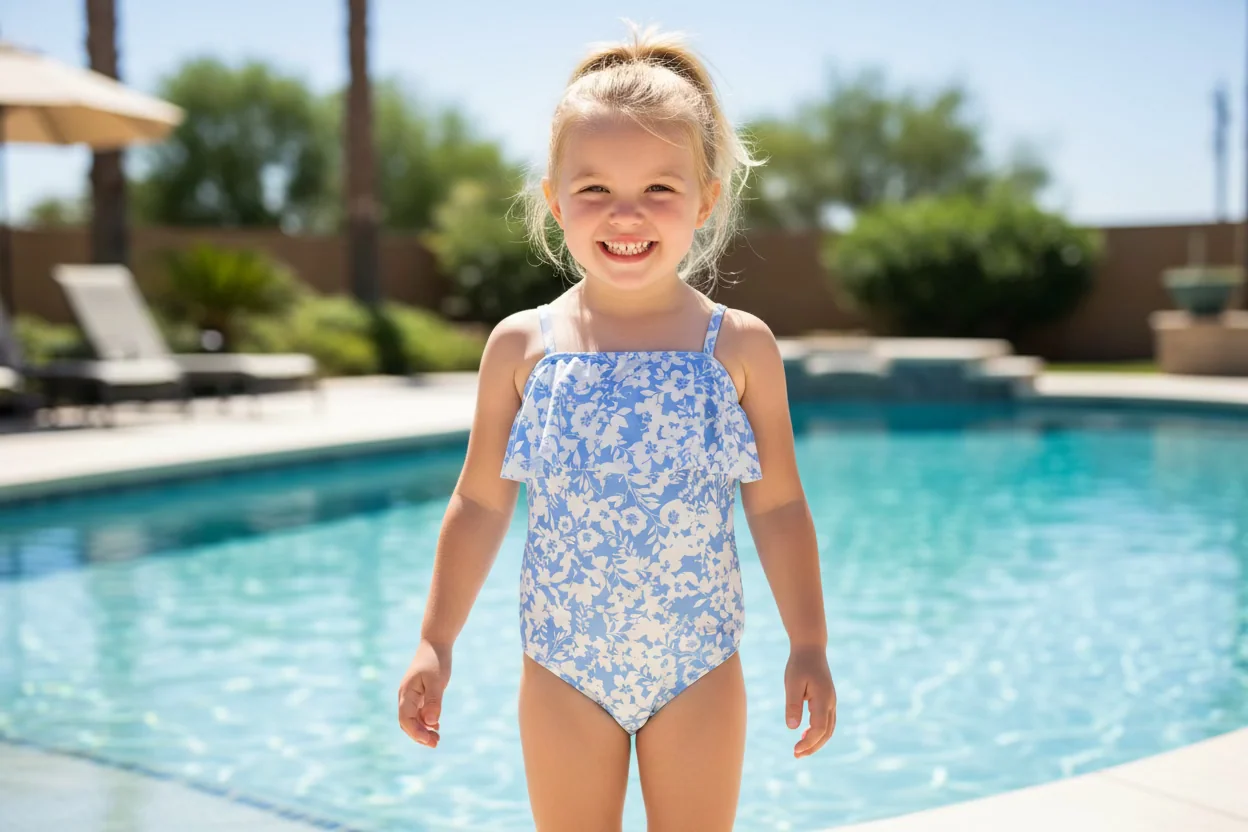 Authentic Paisly Blue Girls Swimsuits by Raisins Fine