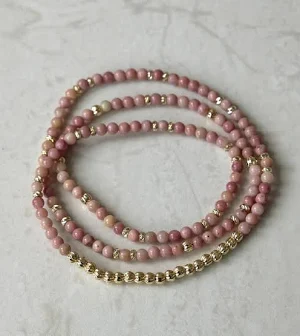 Elite Circuit Loop Necklace Bracelet - Pink Rhodonite Excellent