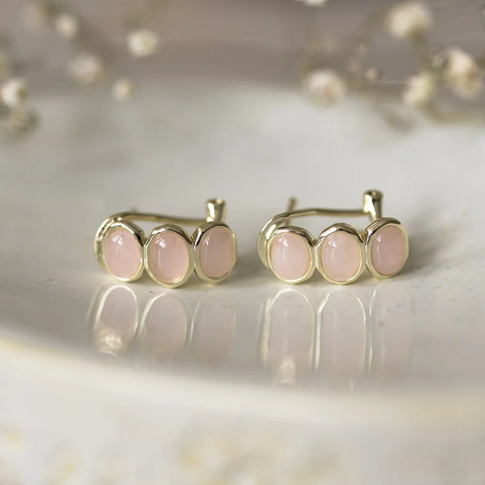 Functional Essence Hoop Earrings - Rose Quartz Soft
